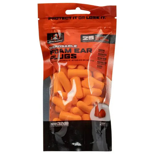 Walker's Disposable Foam Ear Plugs 25 Pairs